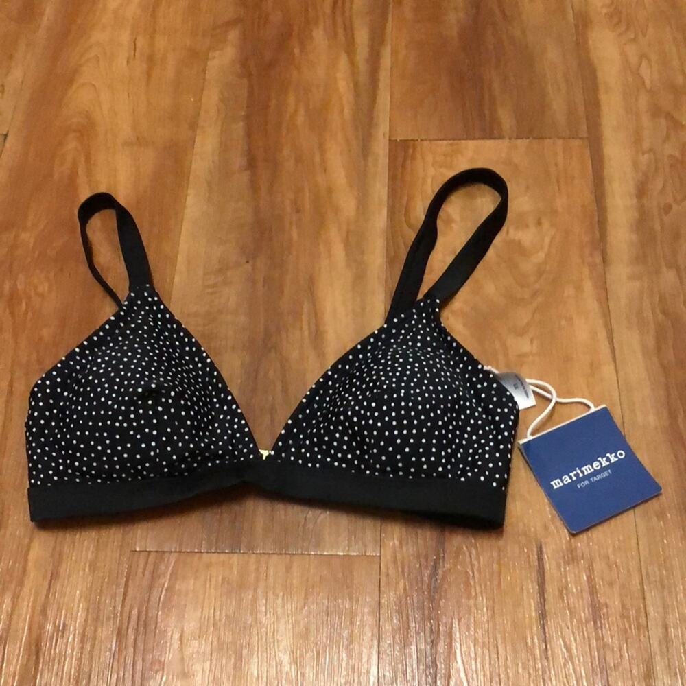 Marimekko Black and White Polka Dot Bathing Suit Bikini Swim Top Size XS